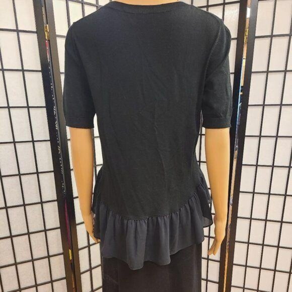 Black Ruffle bottom LOFT top Sz S - Picture 2 of 4